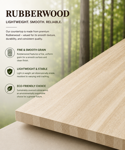 Solid Wood Countertop 48x25x1 Inch Eased Edge Natural Woodgrain Kitchen Worktop Scandinavian Style Water Resistant - Product Image 3