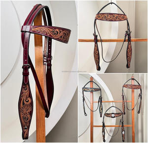 Nouveau casque de cheval en cuir usiné à la main de conception personnalisée pour la tête de bride occidentale équipement de cheval en cuir de vachette véritable - Product Image 2