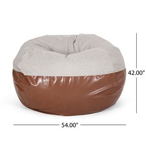 Maxi luce da 5 piedi grigio e caffè marrone sacco divano in tessuto bicolore resistente e Design arrotondato in ecopelle - Product Image 2