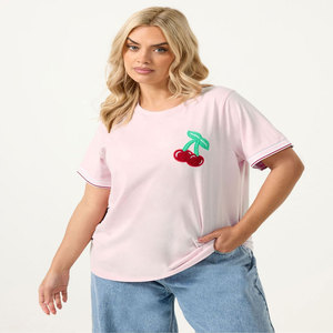 Camiseta moderna informal para uso diario y estilo de vida, camiseta bordada a la moda para mujer, ropa transpirable de manga corta - Product Image 1