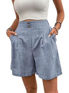 Shorts de Pierna Ancha Casuales de Cintura Alta para Mujer, Nueva Colección de Verano, Venta al Por Mayor - Product Image 6