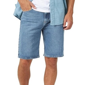 Shorts en jean pour hommes en gros, logo personnalisé, bleu, longueur genou, coupe ample, streetwear d'été, décontractés - Product Image 1