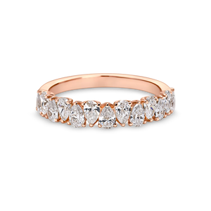 Anillo de media eternidad en forma de pera con diamantes cultivados en laboratorio, banda de boda en oro amarillo, blanco, rosa y platino de 18 quilates. - Product Image 1