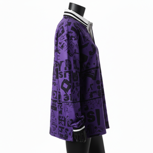 Camiseta de Rugby para Mujer, 220 GSM, Mezcla de Poliéster y Algodón Premium, Color Morado y Negro, Sublimación Gráfica, Logotipo Personalizado - Product Image 3