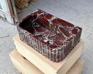 อ่างล้างหน้าหินธรรมชาติสีแดงเลวานโตสุดหรู ผลิตด้วยมือ เป็นมิตรกับสิ่งแวดล้อม สำหรับห้องน้ำสไตล์โมเดิร์น - Product Image 1