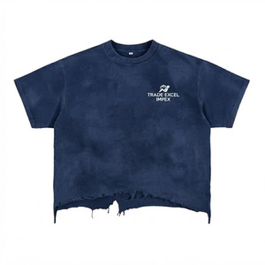 เสื้อยืดทรงบ็อกซี่ผ้าฝ้ายหนานุ่มรักษ์โลก แบรนด์ Trade Excel Impex Custom Streetwear Apparel รุ่น Distressed Hem แขนสั้น - Product Image 4
