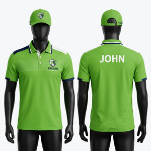 Polo de Golf para Hombre, 175 GSM, Tejido de Poliéster que Absorbe la Humedad, Diseño de Paneles Diagonales en Verde Menta, Amarillo y Azul, Impresión por Sublimación - Product Image 4