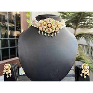 Ensemble de colliers en alliage rouge et vert pour femmes, bijoux de mariage indiens, qualité export. - Product Image 1