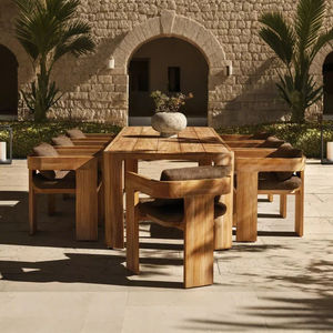 Teak Modern Leisure <b>Dining</b> Table <b>Chair</b> Set Solid Wood Outdoor Waterproof Durable Comfortable Furniture Courtyard Use 8-Person - Product Image 6