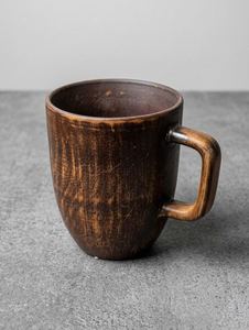 Mug rustique en bois brun, poterie artisanale, tasse à thé Wabi Sabi, tasse à café, vaisselle en bois ukrainienne pour la maison - Product Image 3