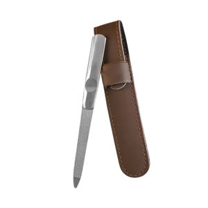 Stainless Steel Luxury <b>Nail</b> <b>File</b> Double-Sided 100/180 Grit Pointed Tip Protective Leather Sleeve for Professional Salon Home Use - Product Image 3