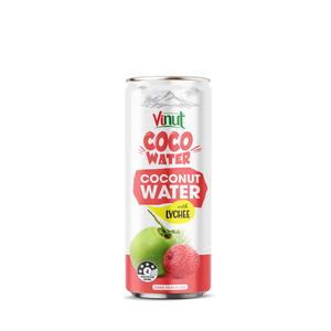 Eau de coco VINUT avec litchi, en canette, 10,82 fl oz (320 ml) - Boisson vietnamienne, prix de gros, échantillon gratuit - Product Image 1
