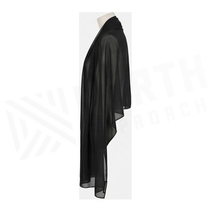 Bufanda Larga de Chifón para Mujer, Color Negro Sólido, Accesorio de Moda para Todas las Temporadas, Estilo Simple, Agradable al Tacto - Product Image 3