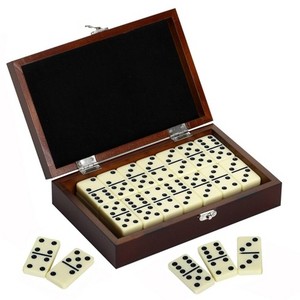 Handmade Wooden Domino Set with Brass Inlay Box Classic Double 6 Board Game Professional Luxury <b>Table</b> Game for Adult Gift Toys - Product Image 4