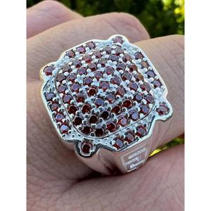 925 Sterling Silver Greek <b>Ring</b> with Red Ruby Stone for <b>Men</b> Hip Hop Rapper Fashion <b>Ring</b> Bold Luxury Jewelry Accessory - Product Image 1
