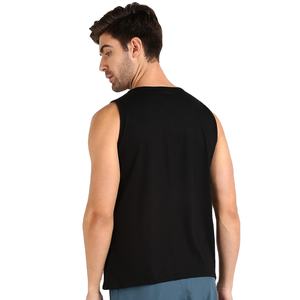 Camiseta sin mangas de LICRA de algodón ajustada para hombre de la mejor calidad, lote de stock directo impreso con gráficos negros de Bangladesh - Product Image 2