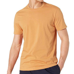 T-shirt homme en tissu premium, couleur chair unie, col rond, manches courtes, coupe classique, pour l'été, à bas prix - Product Image 3