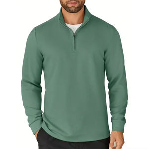 Polo pour hommes sur mesure 2026 en mélange coton/polyester à manches longues avec logo personnalisé en tissu toile ajusté - Product Image 3