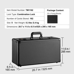 Scatola porta carte sportive graduate PSA da 162 pezzi, 5 scomparti con serratura codificata e divisori in schiuma, custodia in EVA per il trasporto di carte graduate - Product Image 3