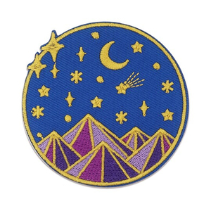 Parche Bordado Circular con Diseño de Cielo Nocturno, Luna, Estrellas y Montañas, Termoadhesivo para Regalos - Product Image 3
