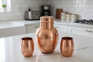 Custom Pure Copper Water Bottle Handmade Ayurvedic Drinking Water <b>Storage</b> Vessel with Hammered Finish for Home and Travel - Product Image 5
