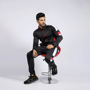 <b>Men's</b> <b>Black</b> Printed Color Block Streetwear Tracksuit Set Breathable Hooded Drawstring <b>Jacket</b> and Ankle-Length Pants Eco-Friendly - Product Image 6