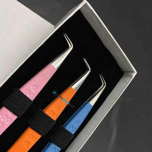 Pince à épiler à motif cœur, 90 degrés, en acier inoxydable, couleur personnalisée, pince à épiler professionnelle pour extensions de cils, pointe fine, pince à épiler de beauté - Product Image 3