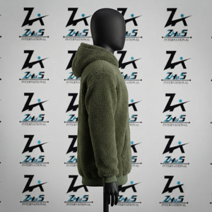 <b>Men's</b> Olive Green Fleece <b>Hoodie</b> Regular Fit Casual Solid Color Hooded Sweatshirt Winter Wear <b>Sherpa</b> Hoodies Sweatshirts - Product Image 3