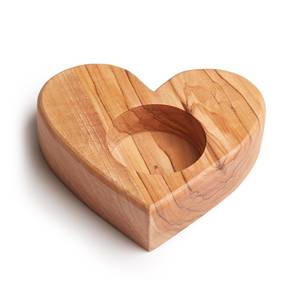 Porte-bougie et porte-candele en bois fait main en forme de cœur - Product Image 3