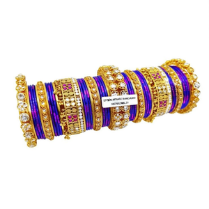 Stylish Gold Plated Crystal Stone <b>Bangles</b> <b>Set</b> Shimmering Crystal Work for Ethnic Wear 10575602NBL_2.6 - Product Image 2