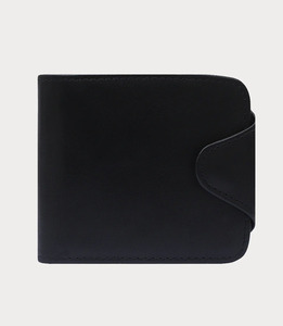 2026 Custom Logo High Quality Genuine Leather Lightweight Men's <b>Wallet</b> Short Length Fashionable Solid Black Snap Closure <b>Wallets</b> - Product Image 2
