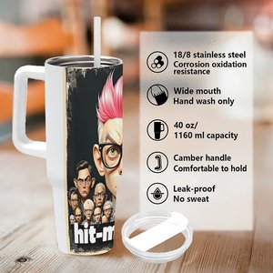 Custom Insulated Stainless Steel Tumbler 40oz With Handle For <b>Coffee</b> And Tea Travel Use - Product Image 5