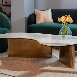 Mesa de Centro Redonda de Mármol Natural y Resina, Diseño Rústico para Sala de Estar, Hotel o Decoración - Product Image 2