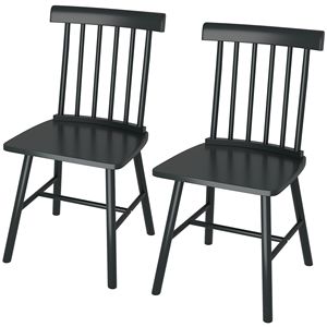 Ensemble de 2 chaises de salle à manger noires style farmhouse, chaises de cuisine en bois avec structure en bois d'hévéa et dossier à tiges pour salle à manger - Product Image 1