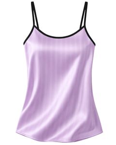 ชุดนอนผ้าซาตินสีม่วงแบบกำหนดเองสำหรับผู้หญิง ชุดนอนผ้าไหมสายเดี่ยวและกางเกงขาสั้น ชุดนอนนุ่มหรูหราสำหรับฤดูร้อน - Product Image 3