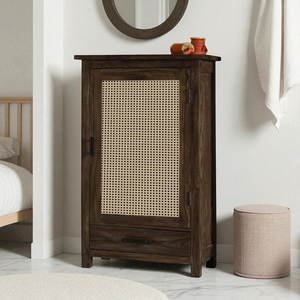 Mini armoire multifonction en teck fait main pour chambre à coucher, chevet et rangement de livres avec 4 étagères, ensemble de meubles pour bureau à domicile - Product Image 4