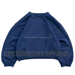 Sudaderas con capucha recortadas de gran tamaño de última moda para hombre, jersey de lana, Sudaderas con cuello redondo bordadas, venta al por mayor - Product Image 4