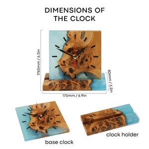 Premium Quality Epoxy Resin <b>Table</b> Clock 14 Inch Big Size <b>Clear</b> Finish Waterproof Durable Modern Design for Living Room - Product Image 3