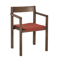 Chaise de salle à manger moderne en bois et jute avec accoudoirs, assise rembourrée en tissu, design minimaliste écologique pour la maison, la salle à manger et l'entrée