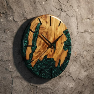 Horloge murale en bois et résine époxy de luxe, de bonne qualité, emballage standard, élégante décoration de salon, utilisation économique pour table ou mur - Product Image 2