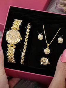 Reloj de Cuarzo Casual para Mujer 192026 con Correa de Cuero PU y Conjunto de Pulsera de Perlas - Product Image 6