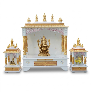 Temple traditionnel artisanal en bois de manguier vertical pour la prière hindoue, rangement pour les portes, pour la maison, le bureau, la salle de méditation - Cadeau d'anniversaire - Product Image 5