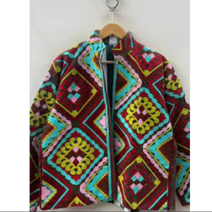 Veste en velours Suzani faite à la main, brodée, style bohème ethnique, sur commande en gros, conception personnalisée, fabricant - Product Image 1