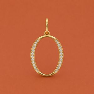 Pendentif lettre O en argent S925 avec moissanite et diamant rond pour homme et femme - Product Image 2
