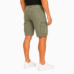 Men's Denim Cargo <b>Shorts</b> OEM Service Multi-Pocket Summer Solid Color Quick Dry Breathable Streetwear Casual Loose Fit - Product Image 2