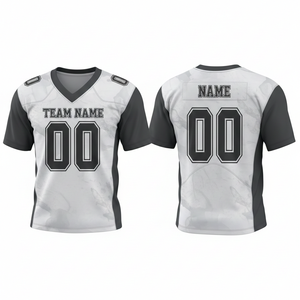 Custom Maroon Black American Football Jersey V-Neck Short Sleeve Sublimated Print Team <b>Name</b> Number Moisture Wicking Breathable - Product Image 2