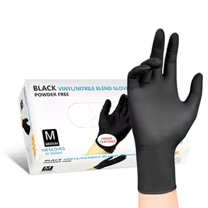Guantes Negros de Vinilo y Nitrilo, Talla M, Sin Polvo, Protección Quirúrgica - Product Image 1