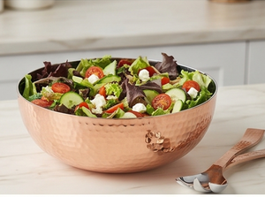 Bol à salade martelé minimaliste de haute qualité, fait main, parfait pour les fêtes d'inauguration et les dîners - Product Image 4