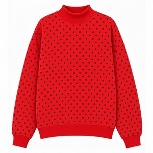 เสื้อสเวตเชิ้ตผู้หญิงทรงโอเวอร์ไซส์ลายจุด คอเต่า แขนยาว ผ้าฝ้าย 100% ระบายอากาศได้ดี นุ่ม สวมใส่สบาย ทรงหลวม เหมาะสำหรับฤดูหนาว/ฤดูใบไม้ร่วง - Product Image 2