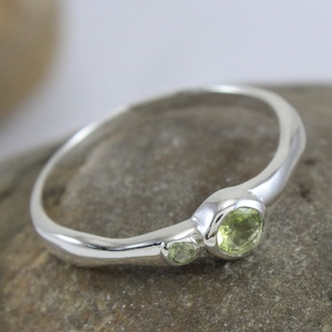 925 Sterling Silver Natural Peridot <b>Ring</b> for Women | Minimalist Bezel Set <b>Green</b> Gemstone Stackable Promise Engagement <b>Ring</b> - Product Image 4